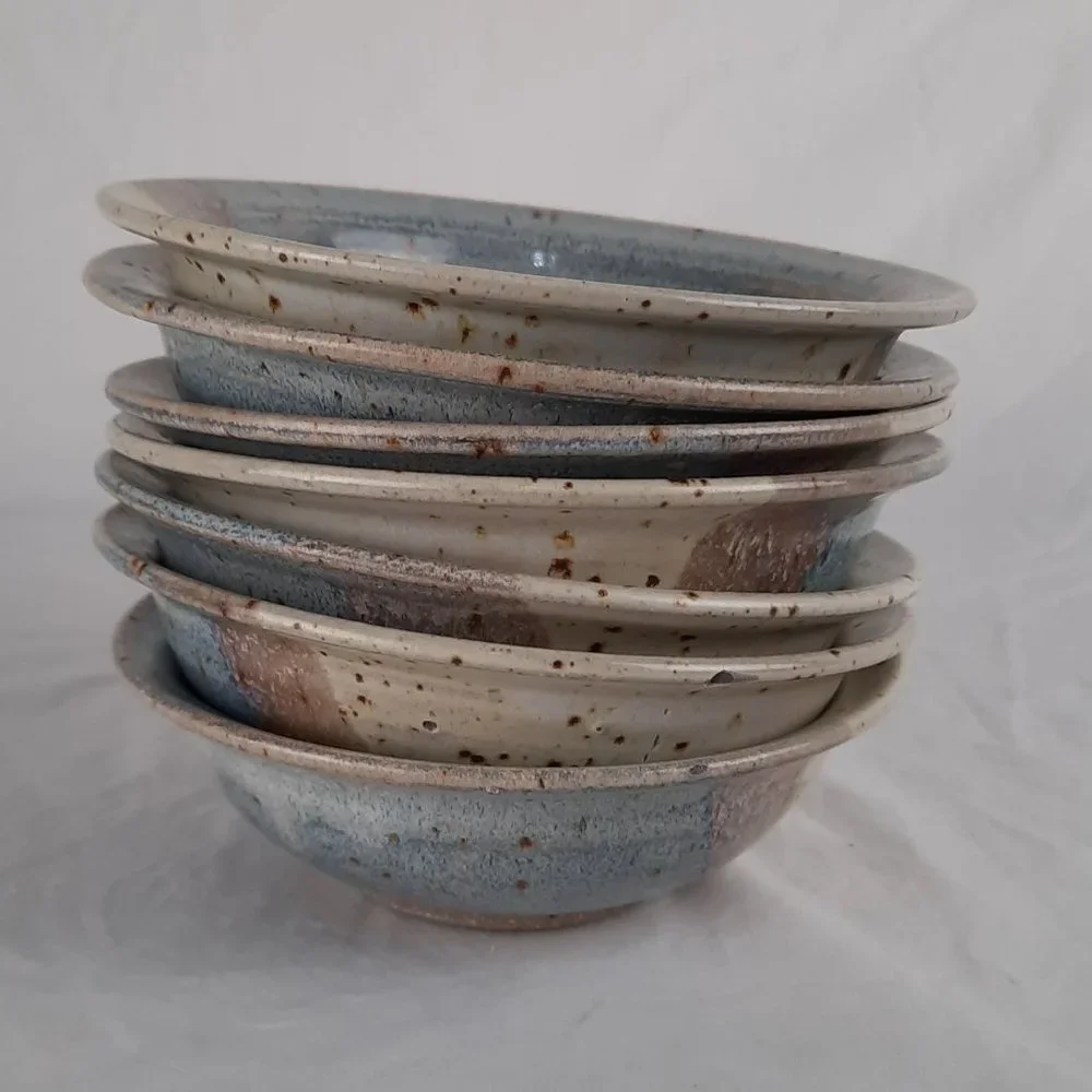 SOLD RARE Vintage Set of Seven Blue Spruce Pottery Bowls 1988 Oregon - 6.5" - Picture 1 of 7